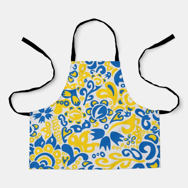 Folklore pattern with Ukrainian flag colours  Apron (Front)