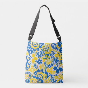 Folklore pattern with Ukrainian flag colours Crossbody Bag