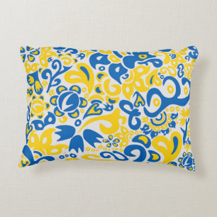 Folklore pattern with Ukrainian flag colours Decorative Cushion