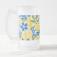 Folklore pattern with Ukrainian flag colours