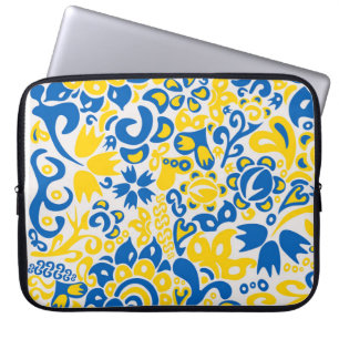 Folklore pattern with Ukrainian flag colours  Laptop Sleeve