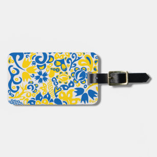 Folklore pattern with Ukrainian flag colours Luggage Tag