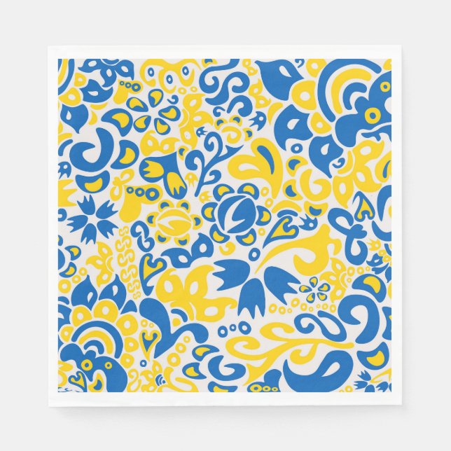Folklore pattern with Ukrainian flag colours  Napkin (Front)