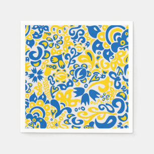 Folklore pattern with Ukrainian flag colours  Napkin