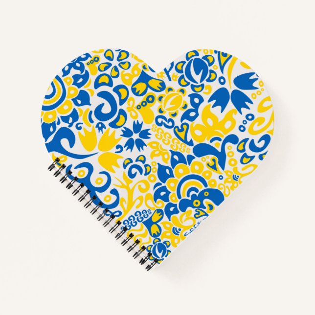 Folklore pattern with Ukrainian flag colours  Notebook (Front)