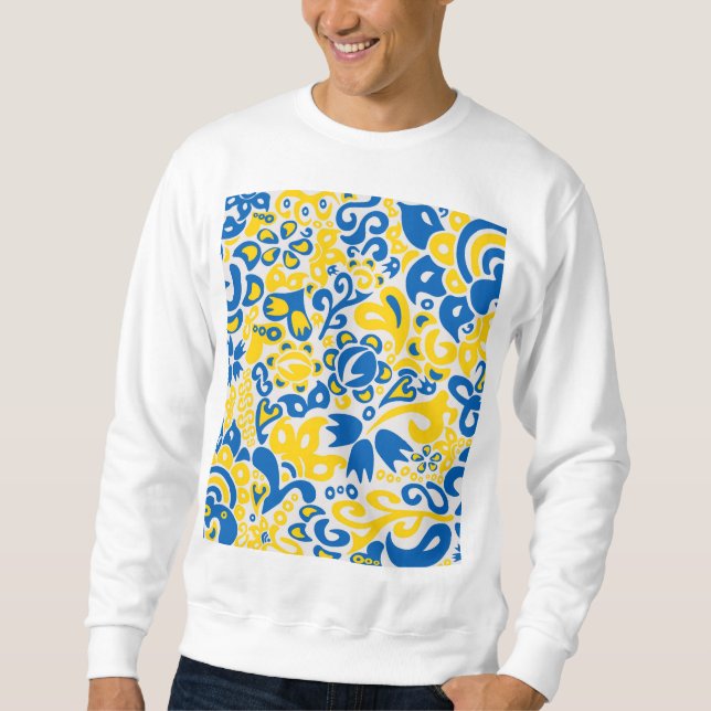 Folklore pattern with Ukrainian flag colours  Sweatshirt (Front)