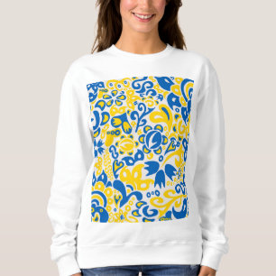 Folklore pattern with Ukrainian flag colours  Sweatshirt