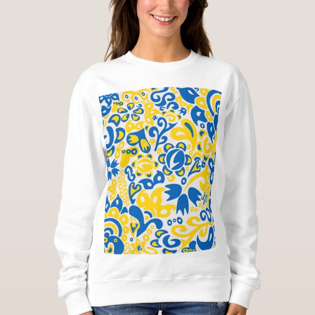 Folklore pattern with Ukrainian flag colours  Sweatshirt (Front)