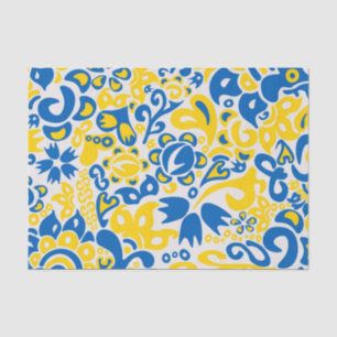 Folklore pattern with Ukrainian flag colours   Tissue Paper
