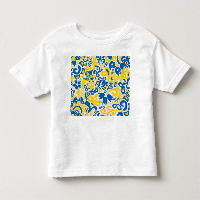 Folklore pattern with Ukrainian flag colours  Toddler T-Shirt (Front)