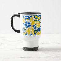 Folklore pattern with Ukrainian flag colours