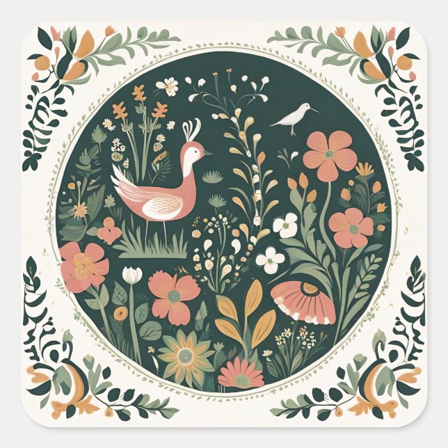 Folklore Spring Square Sticker (Front)