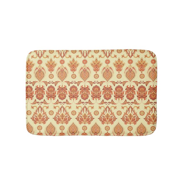 Folkloric Batik Floral Ethnic Pattern Bath Mat (Front)