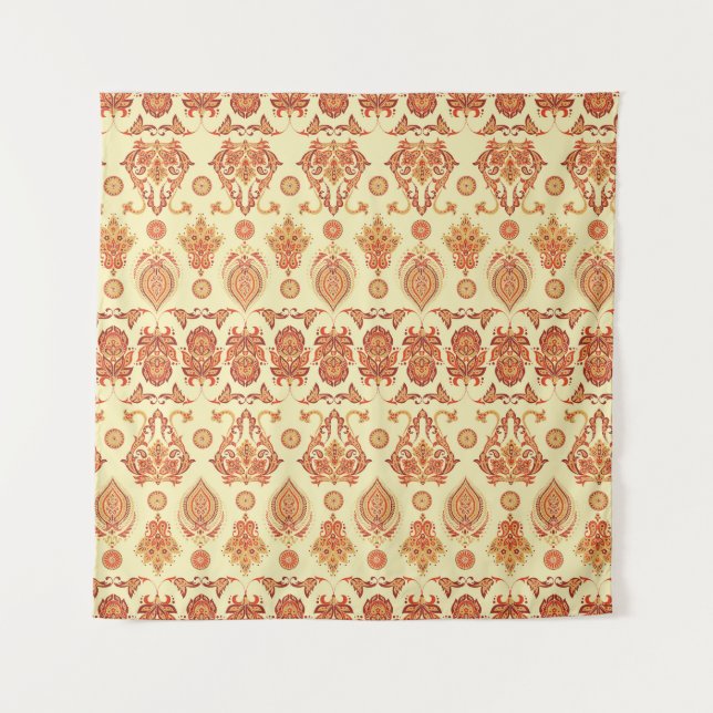 Folkloric Batik Floral Ethnic Pattern Tapestry (Front)