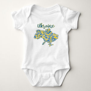 Folkloric pattern and Ukraine typography Baby Bodysuit