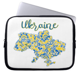 Folkloric pattern and Ukraine typography   Laptop Sleeve
