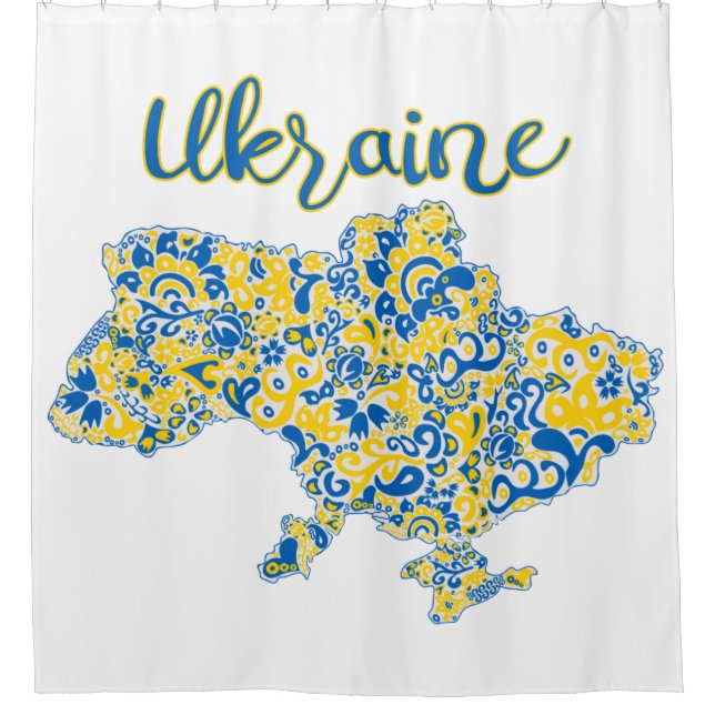 Folkloric pattern and Ukraine typography   Shower Curtain (Front)
