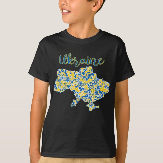 Folkloric pattern and Ukraine typography T-Shirt (Front)