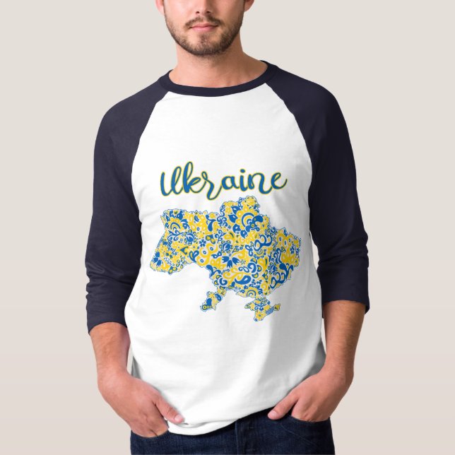 Folkloric pattern and Ukraine typography T-Shirt (Front)