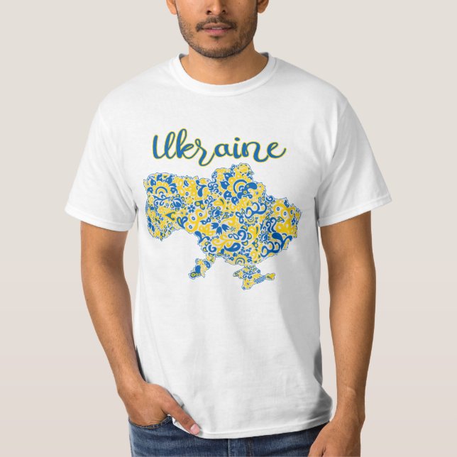 Folkloric pattern and Ukraine typography T-Shirt (Front)