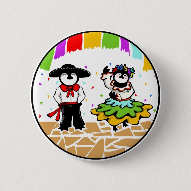 Folklorico Penguins 6 Cm Round Badge (Front)