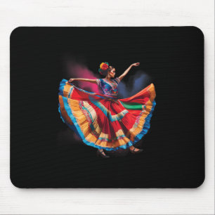 Folklorico Woman Dancing Mexican Heritage Folk Dan Mouse Pad