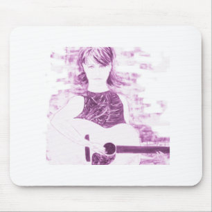 folksinger girl sepia tone mouse pad
