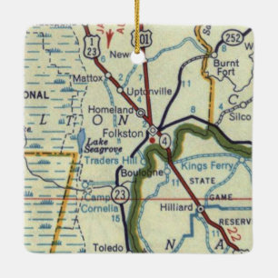 Folkston Georgia Vintage Map Ceramic Ornament