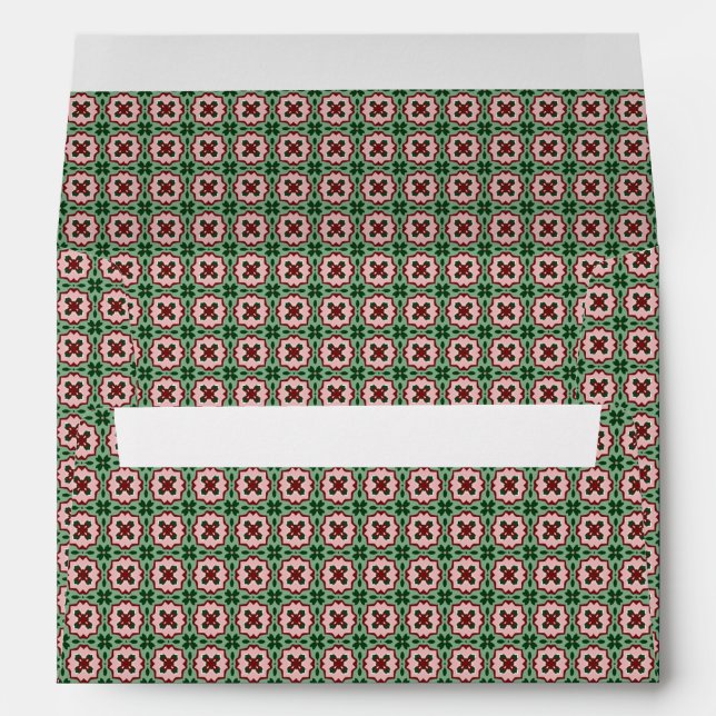 Folksy Bohemian Eclectic Retro Christmas Pattern Envelope (Back (Bottom))