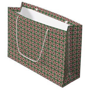 Folksy Bohemian Eclectic Retro Christmas Pattern Large Gift Bag