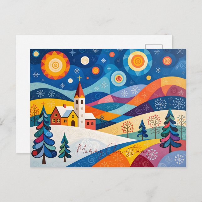 Folksy Christmas   Holiday Postcard (Front/Back)
