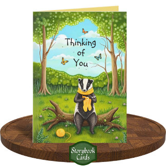 Folksy Forest Badger Crochet Sock Thinking of You Card