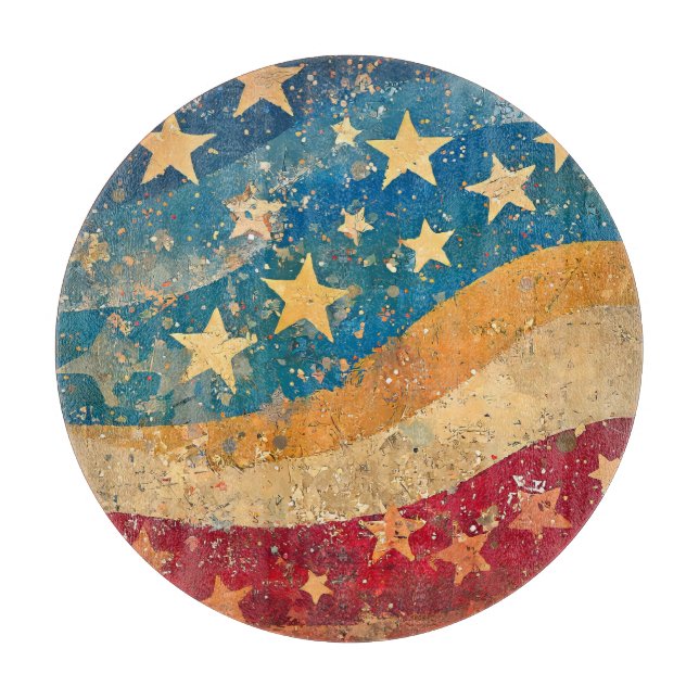 Folksy Stars and Stripes  Cutting Board (Front)