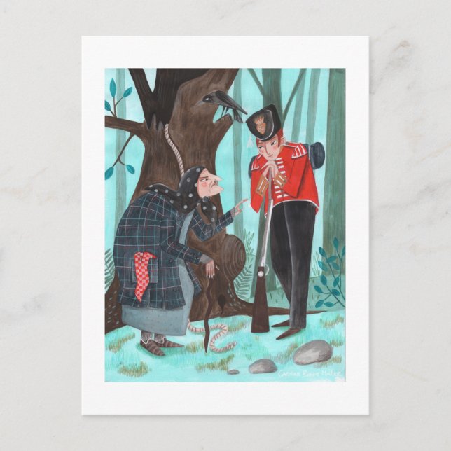 Folktale Fairytale | The Tinderbox | blue Holiday Postcard (Front)