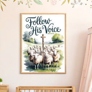 Follow His Voice Boho Christian Nursery Wall Art