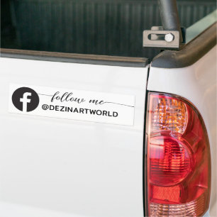 Follow Me Facebook Social Media Page Black White Bumper Sticker