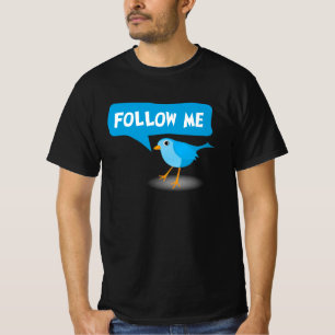Follow Me Little Blue Bird Twitter Custom Username T-Shirt