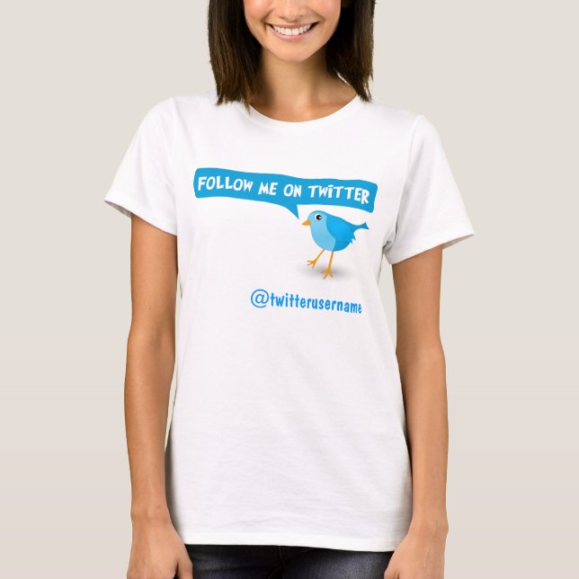 Follow Me On Twitter Blue Bird Ladies Top T-Shirt (Front)