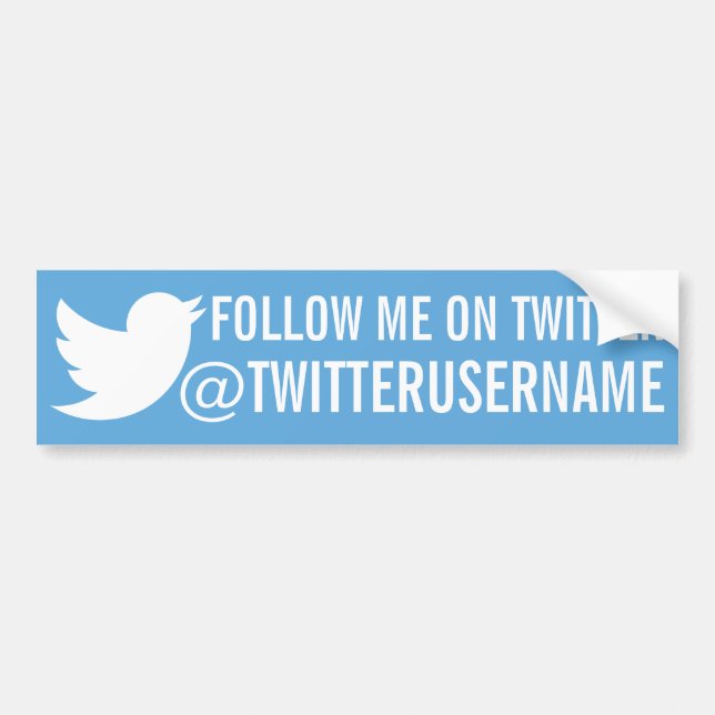 Follow Me On Twitter (Customisable Username) Bumper Sticker (Front)