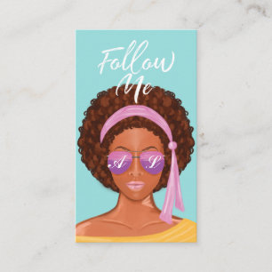 Follow Me Trendy Modern Beach Beauty Social Media Business Card