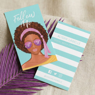 Follow Me Trendy Modern Beach Beauty Social Media Business Card