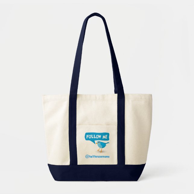 Follow Me Twitter Blue Bird Impulse Tote Bags (Front)