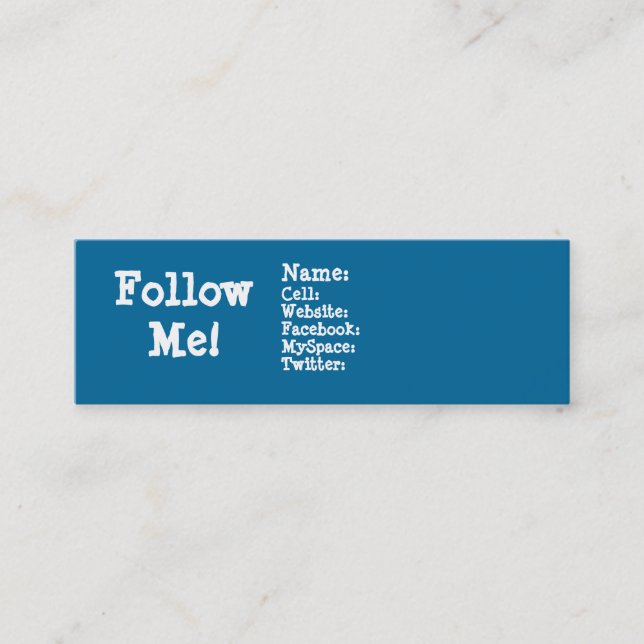 Follow me! Twitter Mini Business Card (Front)