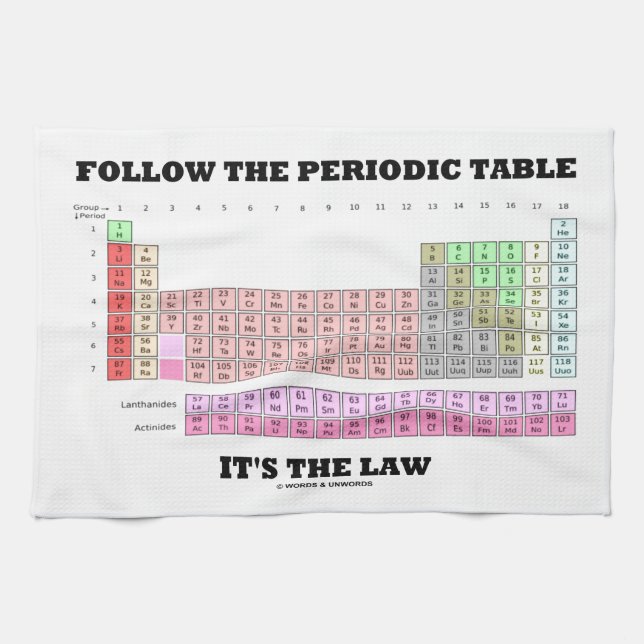 Follow The Periodic Table It's The Law (Chemistry) Tea Towel (Horizontal)