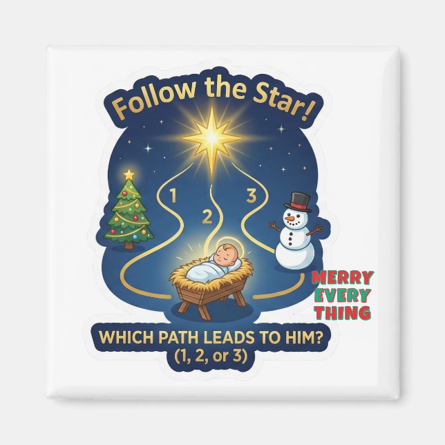 Follow the Star Maze Game Nativity Christmas Magne Magnet (Front)