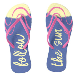 "follow the sun" - Summer Waves Blue Yellow Pink Jandals