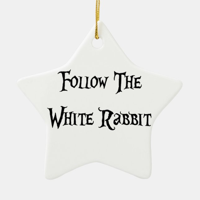 Follow the White Rabbit Alice Ceramic Tree Decoration (Front)