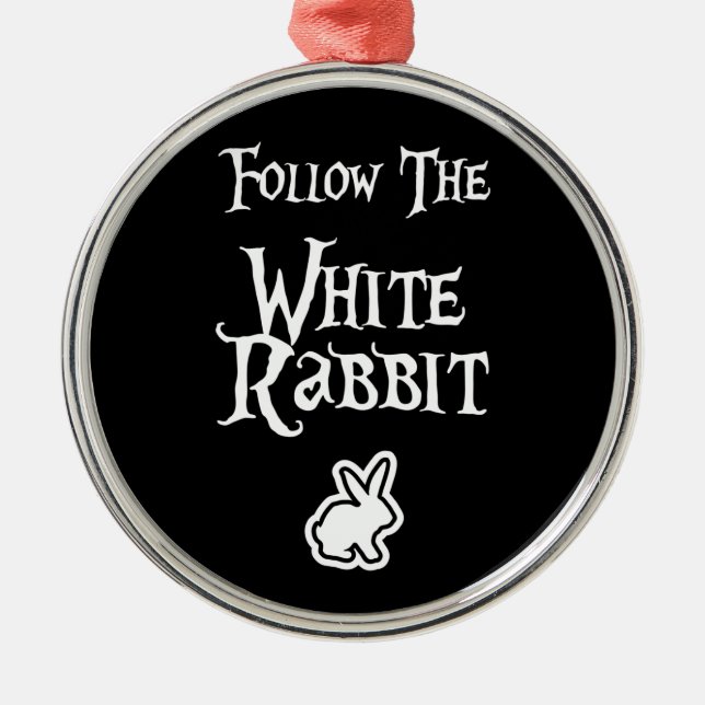 Follow the White Rabbit Metal Tree Decoration (Front)