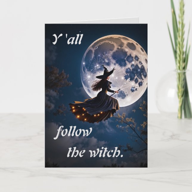 Follow the Witch Halloween Invitation Card (Front)