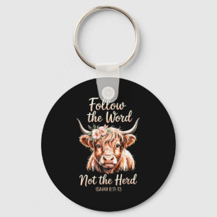 Follow The Word Not The Herd Christian Cow Bible V Key Ring